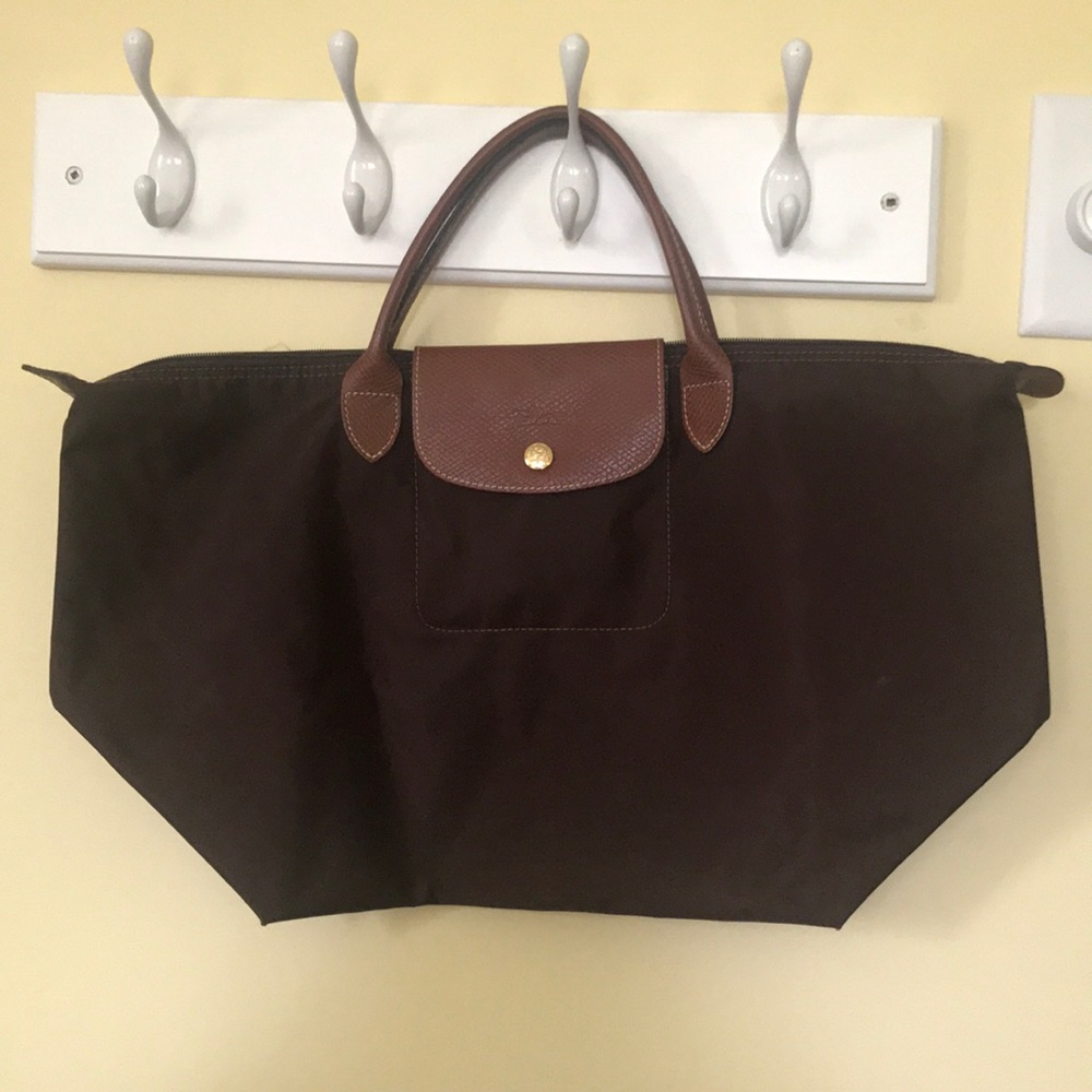Brown longchamp bag (small le pilage) short strap